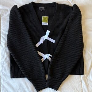 Women's Black Sweater with White Bows
